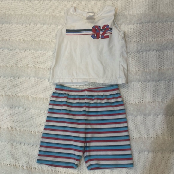 Other - Y2K Gymboree red white blue patriotic striped shorts pajama bottoms & top boys 7